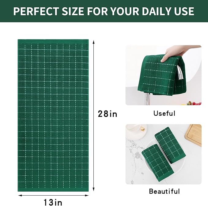 Homaxy 100% Cotton Terry Kitchen Towels, Checkered Designed, Soft and Super - Image 5