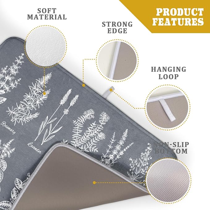 Flower Herbs Dish Drying Mat Wild Plant Dish Rack Mat - Image 4