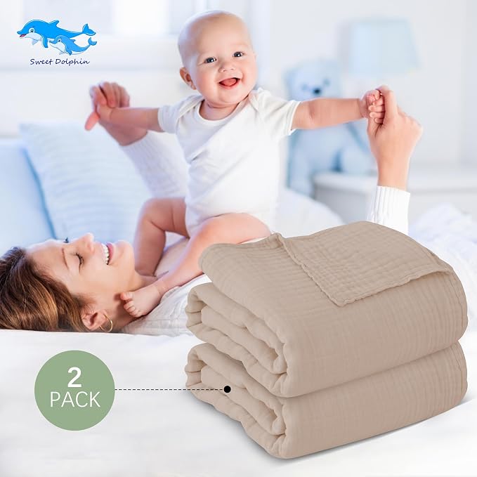SWEET DOLPHIN Muslin Baby Bath Towels Blanket - Image 3