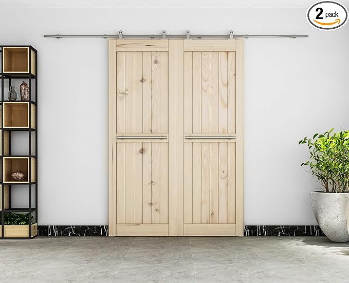 DIYHD 2503SF 10FT Stainless Steel Double Sliding Barn Door Hardware Soft Close by DIYHD