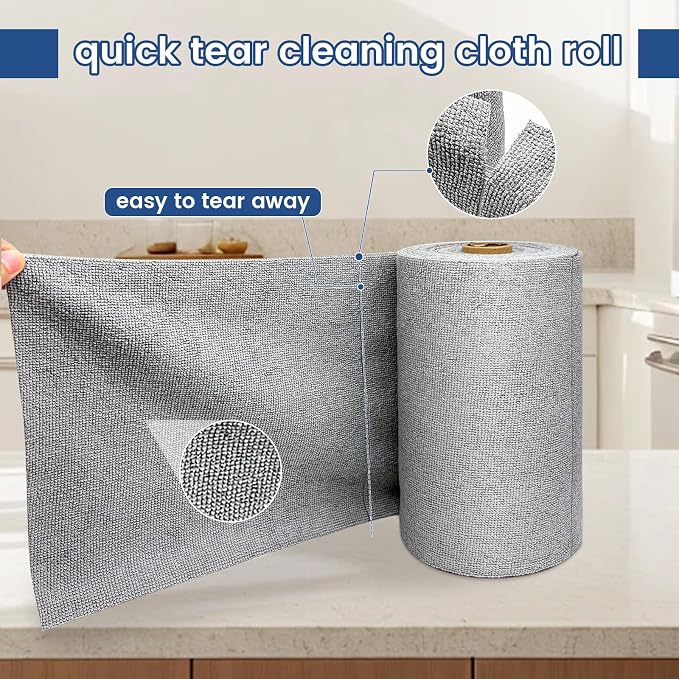 75 Pack Microfiber Cleaning Cloth Roll, Reusable Washable Ultra Tear Away - Image 7