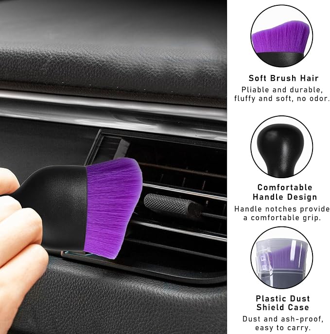 2PCS Car Interior Dust Brush, Soft Scratch Free Auto Detailing Brushes - Image 3