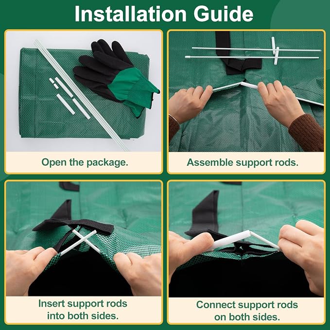 72 Gallon Large Leaf Collector, Foldable Reusable Yard Waste Bags, Heavy Duty - Image 9