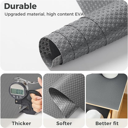 100% EVA Shelf Liner for Kitchen Cabinet, 18" x 120" Drawer Liners Non Adhesive Non Slip Waterproof Plastic Paper, Dresser Pantry Bathroom Refrigerator Protector, Grey