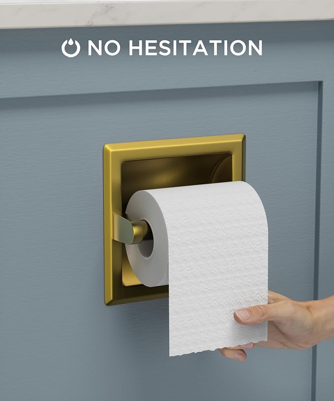 FORIOUS Recessed Toilet Paper Holder, Stainless Steel Durable Tissue Roll - Image 2