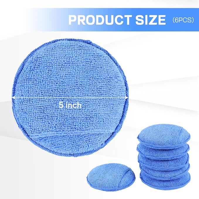 Hovom 6PCS Microfiber Wax Applicator, Soft Automotive Waxing Foam Pads - Image 2
