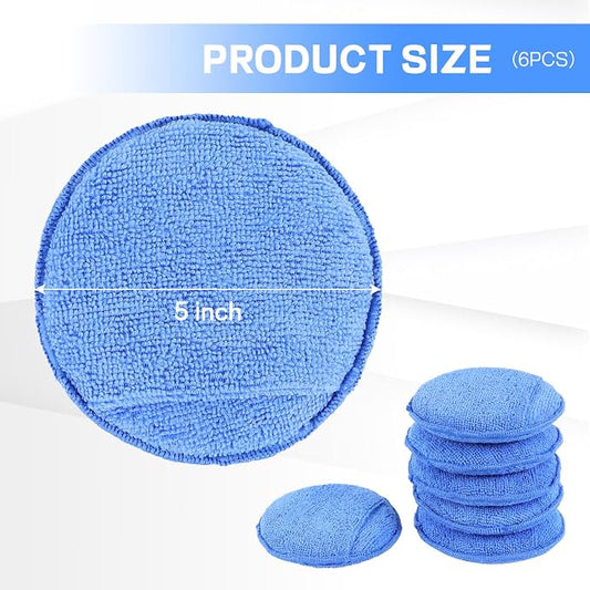 Hovom 6PCS Microfiber Wax Applicator, Soft Automotive Waxing Foam Pads - Image 2