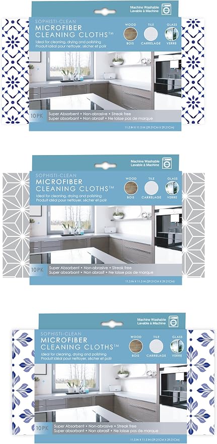 Microfiber Cleaning Cloths, Attract Dust Like a Magnet, Print Pattern Duster by Sophisti-Clean