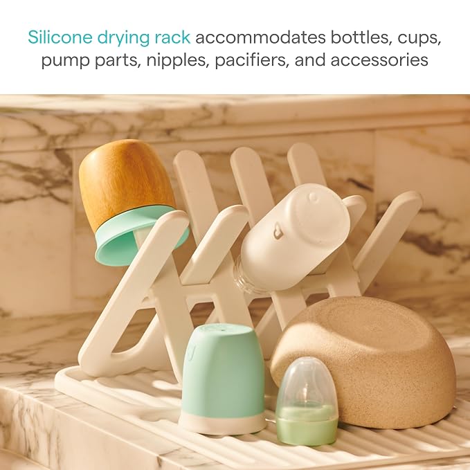 Munchkin Bottle Drying Rack and Mat, Holds 8 Bottles, Pump Parts, & Accessories - Image 2