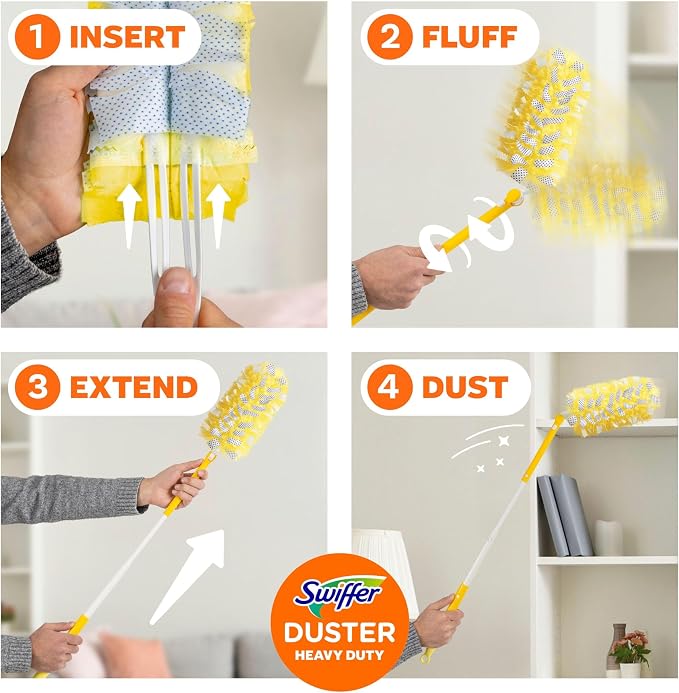 Swiffer Duster Kit with 3 ft Extendable Handle, Heavy Duty Dusting Starter Kit - Image 8