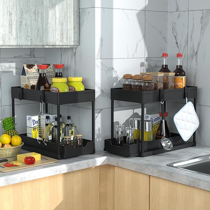 DEKAVA Under Sink Organizer 2 Pack, Bathroom Cabinet Organizer, 2 Tier Sliding - Image 7