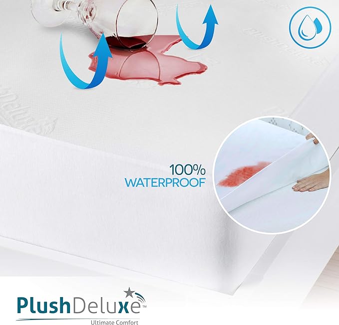 PlushDeluxe Premium Bamboo Mattress Protector – King Size, Waterproof, & Ultra - Image 3