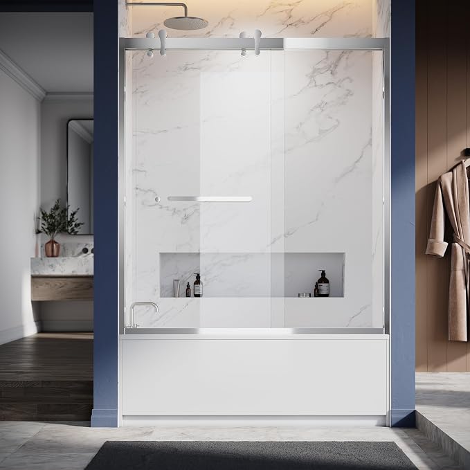 56"-60" W X 66" H Double Sliding Bathtub Door by UNIKOOSHOWERDOOR