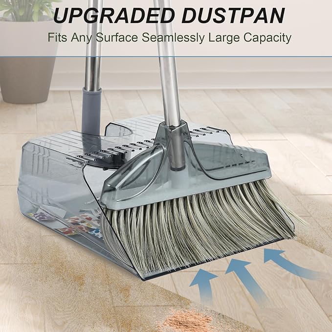Broom with Dustpan Combo Set, Broom and Dustpan Set with Long Handle, Kitchen - Image 4