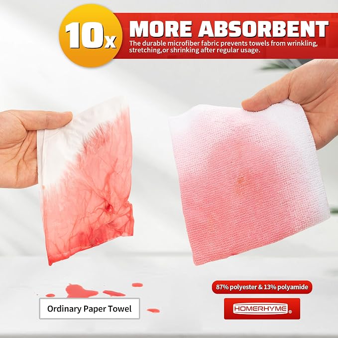 HOMERHYME White Microfiber Cleaning Cloth, 150 Pack Shop Towels All-Purpose - Image 5