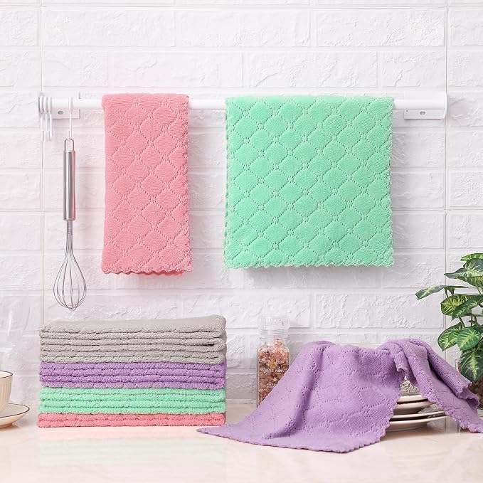 Homaxy 12 Pack Dish Towels for Kitchen, Super Soft and Absorbent Coral Velvet - Image 6