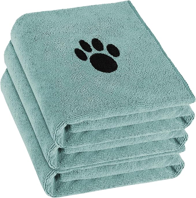 3 Pack Microfiber Dog Towels for Drying Dogs, Super Absorbent and Soft Pet by Puomue