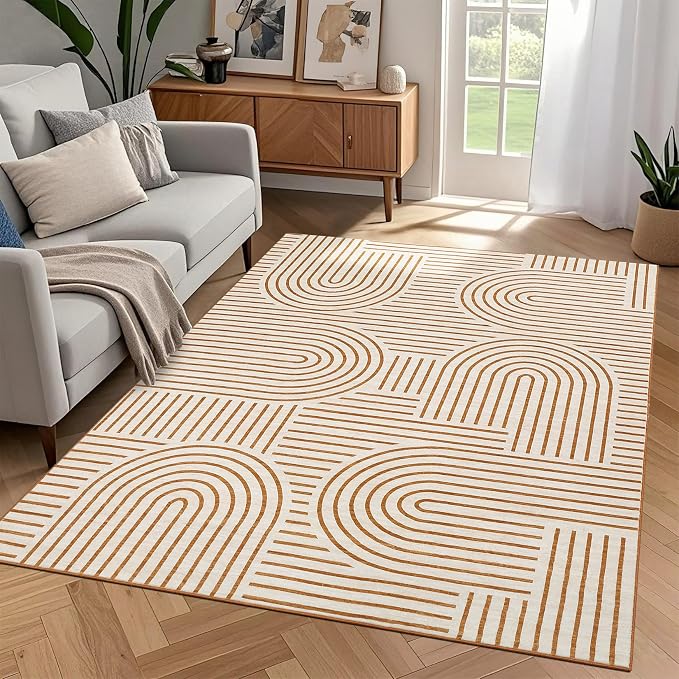 Washable Rug 3x5 Area Rugs for Living Room, Abstract Rug for Bedroom, Soft by ROYHOME