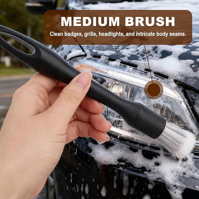 6pcs Car Detailing Brush Set, Soft Medium and Hard Bristle Automotive Cleaning - Image 6