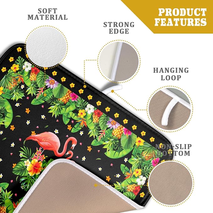 Giwawa Tropical Flamingo Dish Drying Mat Palm Leaves Absorbent Dishes Drainer - Image 4