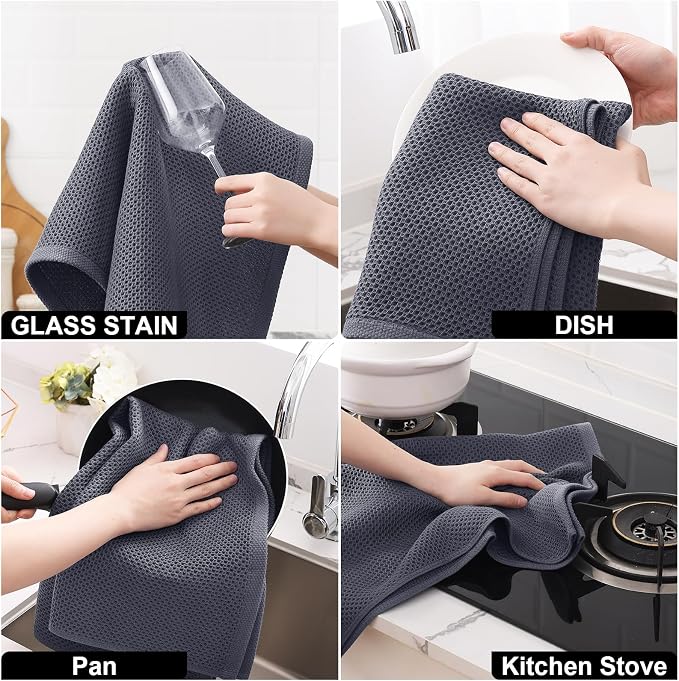 Homaxy 100% Cotton Kitchen Towels and Dishcloths Set, Large 12 x 12 Inches and - Image 5