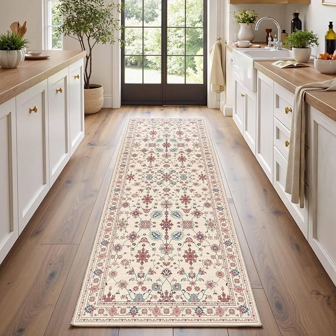 2x6 Floral Runner Rug, Washable Runners - Image 2