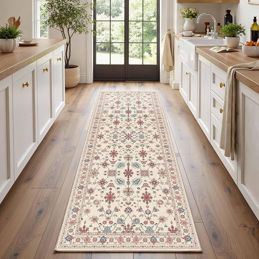 2x6 Floral Runner Rug, Washable Runners - Image 2