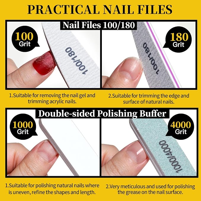 FANDAMEI Nail Care Set, Nail Files 100/180, Nail Buffer Block, Cuticle Tools - Image 3