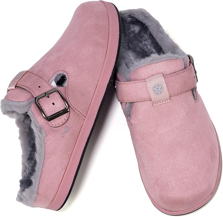 Fur Lined Clogs for Women Men Suede Winter Slippers Arch Support Slip on Mules - Image 6