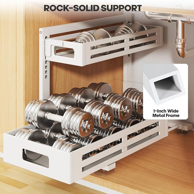 2 Pack 19IN-Depth Under Sink Organizer, Pull Out Cabinet Organizer - Image 3