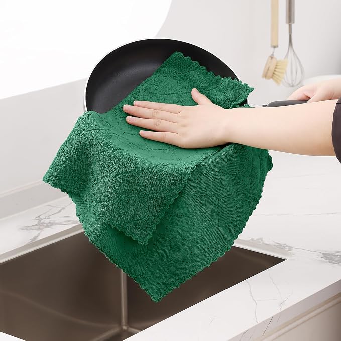 Homaxy 12 Pack Dish Towels for Kitchen, Super Soft and Absorbent Coral Velvet - Image 3