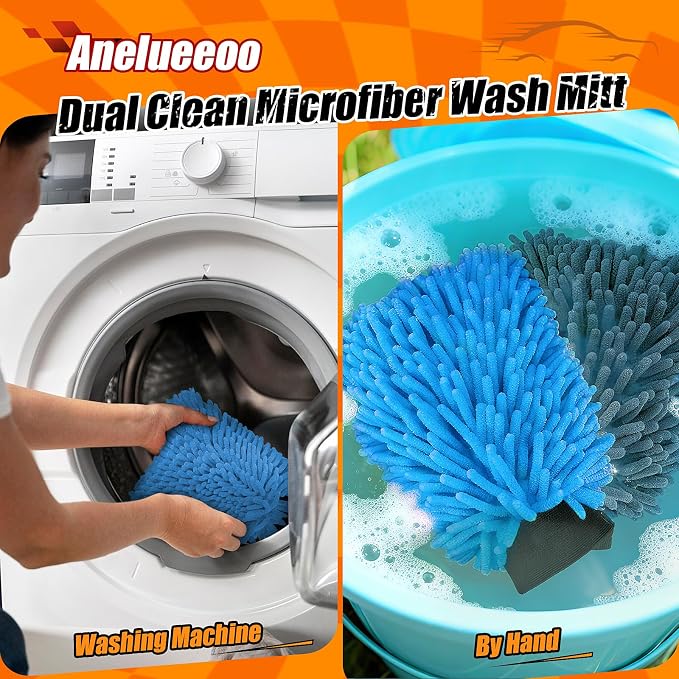 Car Wash Mitt Microfiber, Premium Chenille Microfiber Wash Car Mitts Sponge - Image 6