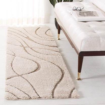 SAFAVIEH Florida Shag Collection Runner Rug - 2'3" x 19', Cream & Beige, Non-Shedding & Easy Care, 1.2-inch Thick Ideal for High Traffic Areas in Living Room, Bedroom (SG471-1113)