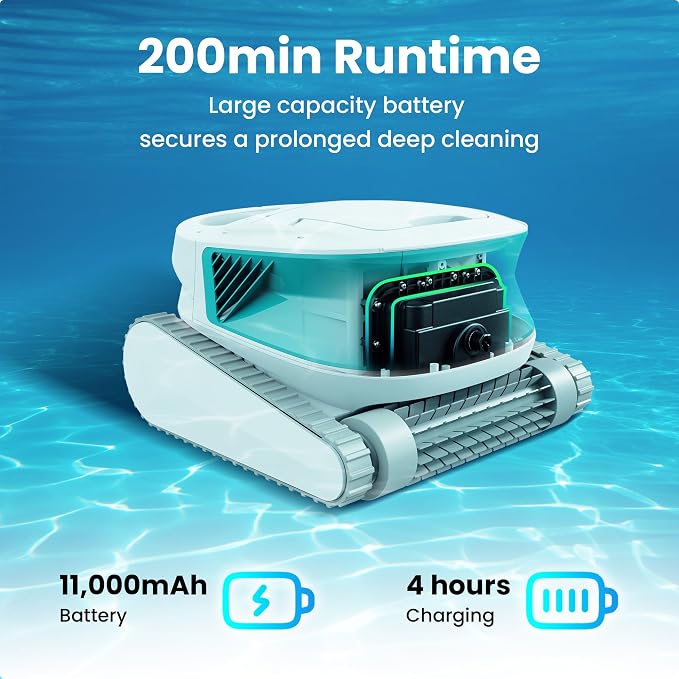 Poolmate Hydro 3 All-in-one Pool Vacuum Robot, 200mins Runtime Cordless Pool - Image 3