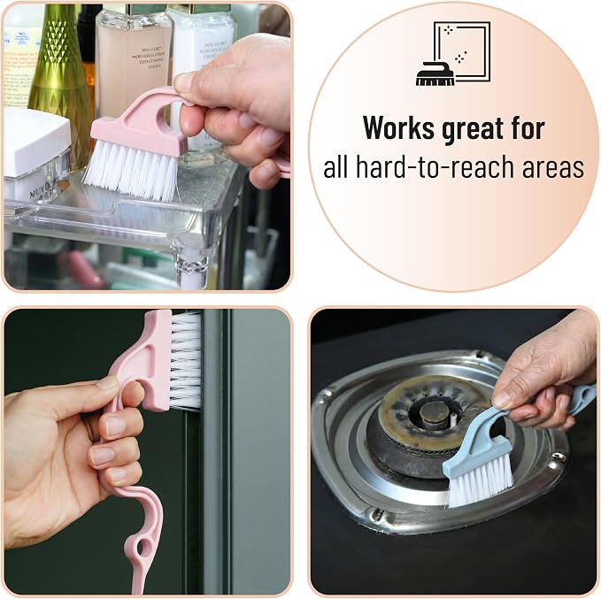 Slick- Window Track Cleaning Brush, 3 Pack, Colorful Ergonomic Handle, Built-in - Image 6