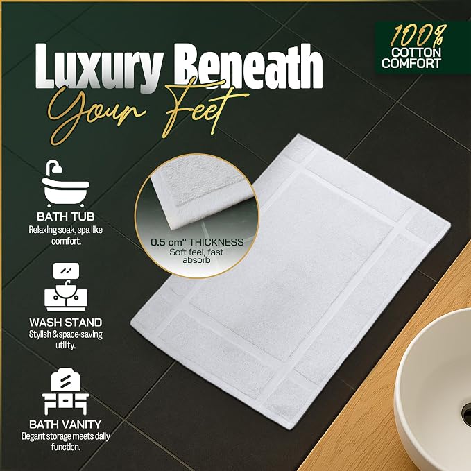 Pearl Linens Pack of 12 100% Cotton Bath Mat 20x30 inches, Soft & Absorbent - Image 6
