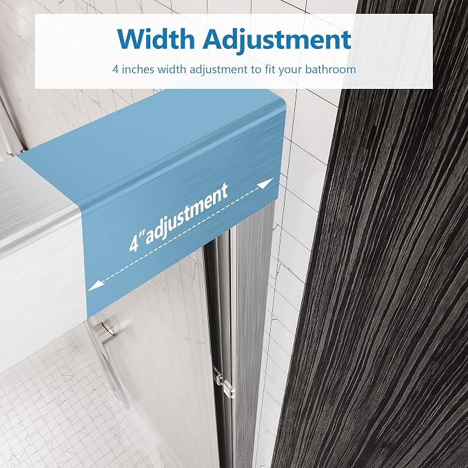56"-60" W x 70" H Semi-Frameless Double Sliding Bypass Shower Door, 1/4" SGCC - Image 4
