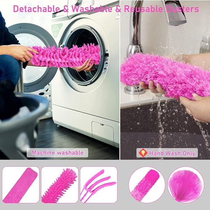 ThinkLearn Microfiber Dusters for Cleaning, Bendable Washable and Extendable - Image 6
