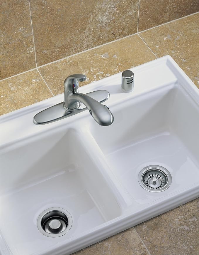 Delta Faucet 72010-AR Flange and Strainer Kitchen Sink, Arctic Stainless - Image 2