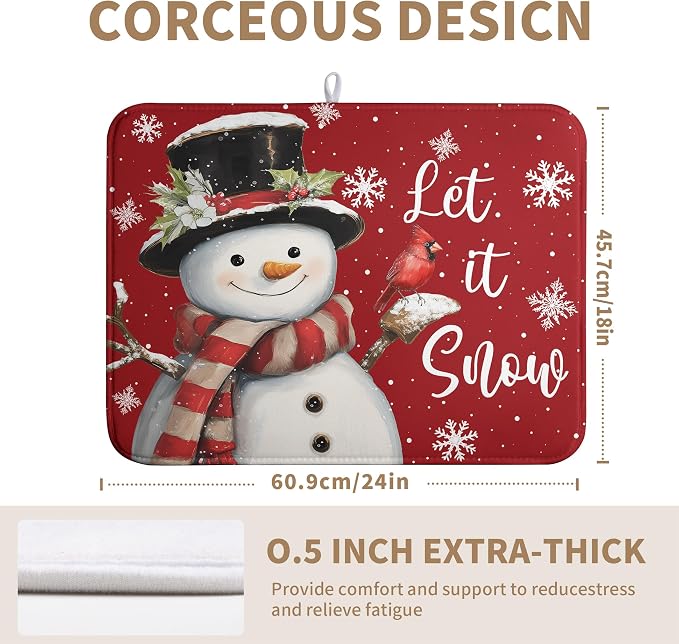 Snowman Christmas Dish Drying Mat Winter Drying Mats - Image 2