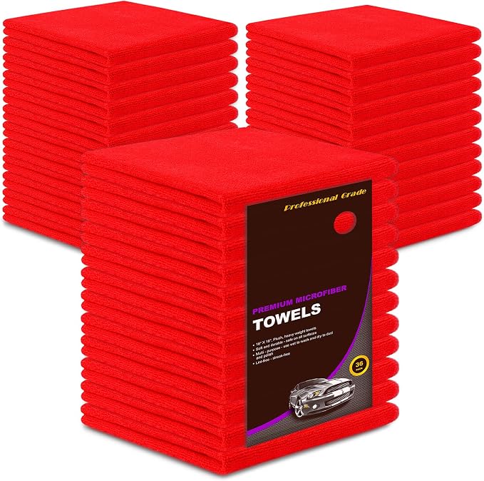 Microfiber Cleaning Towels, 3 Dozen Commercial and Household Bulk Pack by BlueHorizon