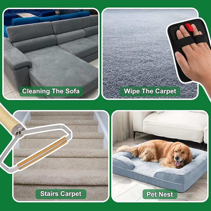 3 in 1 Carpet Rake for Pet Hair Removal, Reusable Pet Hair Remover Broom - Image 4