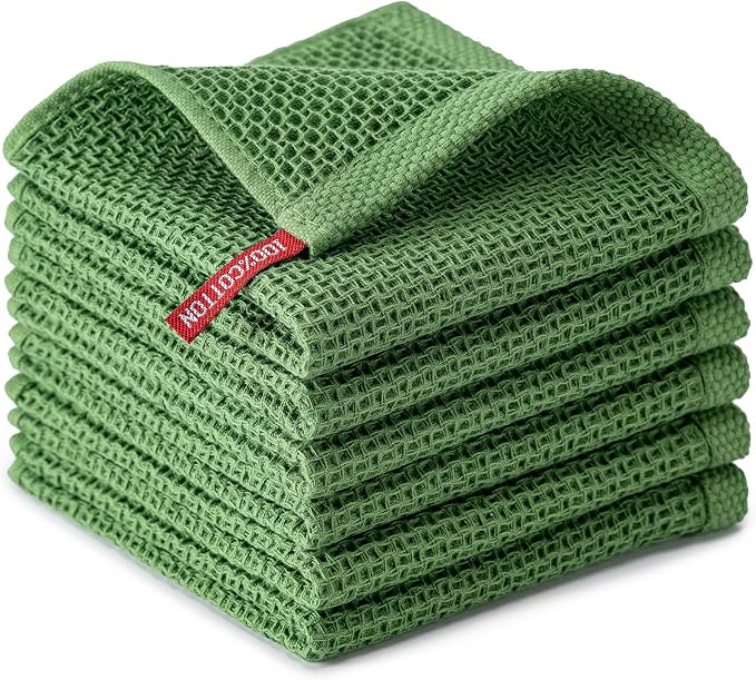 BOOMIBOO 6-Pack Kitchen Dish Cloths, 100% Cotton Waffle Weave, Ultra Soft by BOOMIBOO