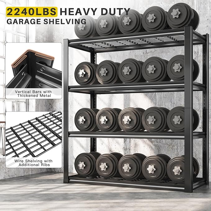 REIBII 40" W Garage Shelving 2240 LBS Storage Shelves Adjustable Heavy Duty - Image 4