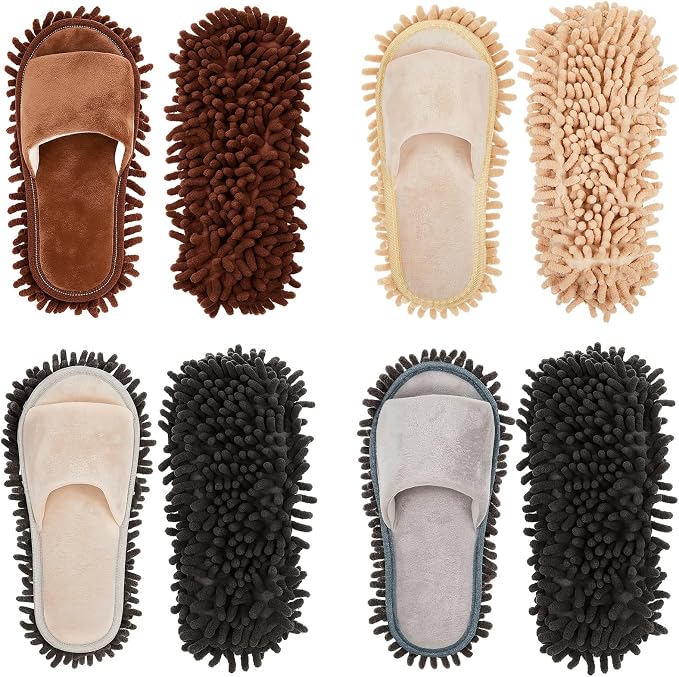 Jecery 4 Pair Washable Microfiber Mop Slippers Detachable Dusting Shoes by Jecery
