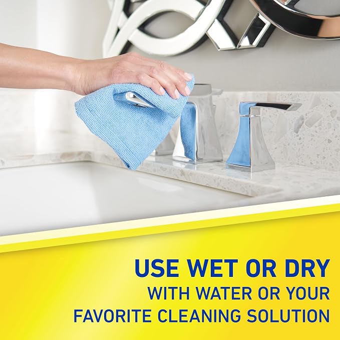 Quickie Microfiber Cleaning Cloth 14 x 14 Inches Blue Pack of 24 Washable and - Image 5
