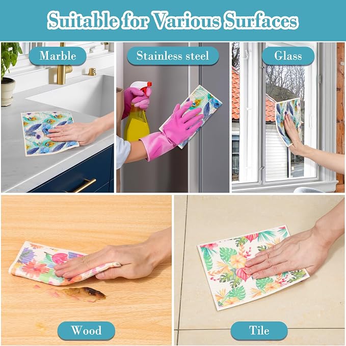 Lucomb Swedish Dishcloths for Kitchen Dishes, 8 Pack Reusable Cleaning Cloths - Image 6