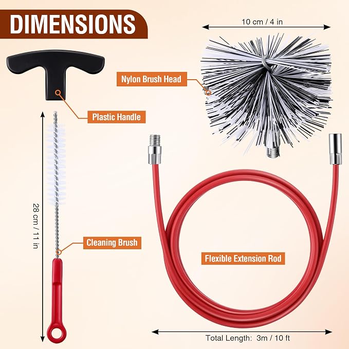 Feekoon Pellet Stove Cleaning Kit, 10 FT Flexible Steel Rod - Image 2