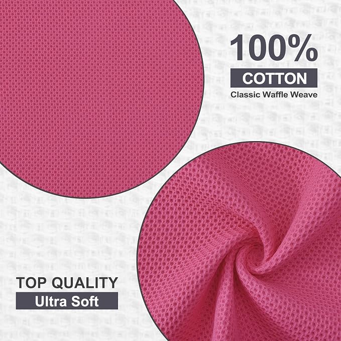 Kitinjoy 100% Cotton Kitchen Dish Cloths, 12 Pack Waffle Weave Ultra Soft - Image 2