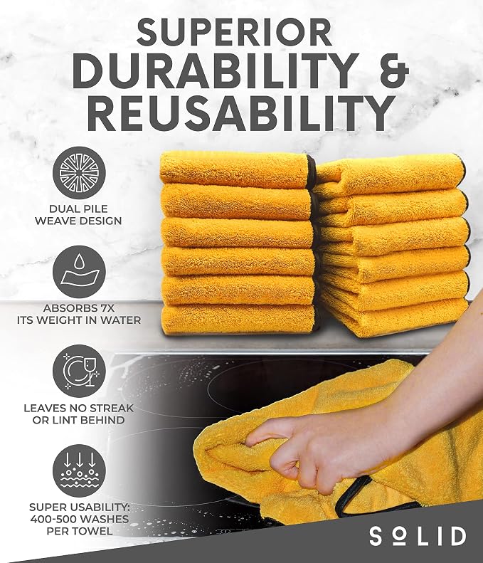 Solid Multipurpose Plush Microfiber Cleaning Cloth - Image 5